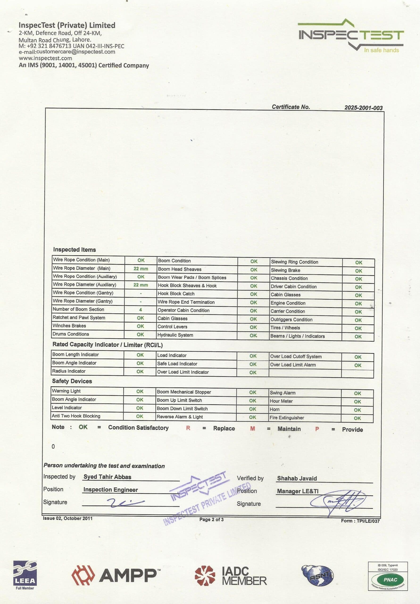 160 Ton 02 Certification